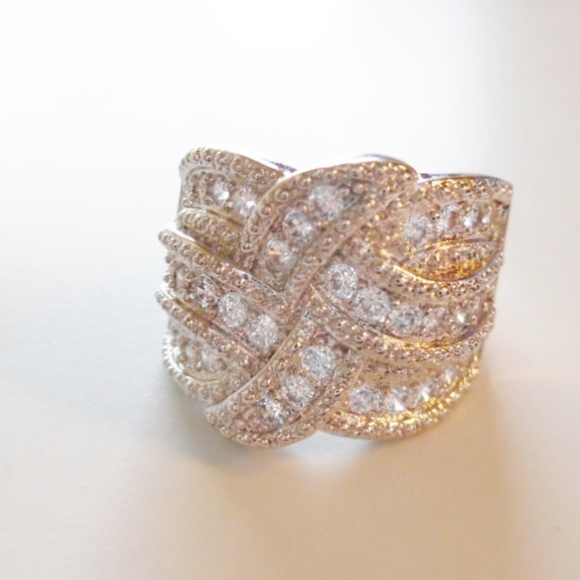 sterling rings Jewelry - Sterling Silver 925 CZ Pave Wrap Swirl ring sz 9